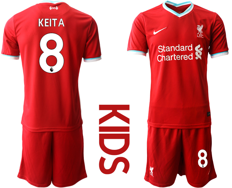 Youth 2020-2021 club Liverpool home #8 red Soccer Jerseys